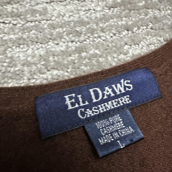 El Daws Cashmere Sweater Womens Large Brown 100% Cashmere V Neck Pullover - Picture 6 of 10